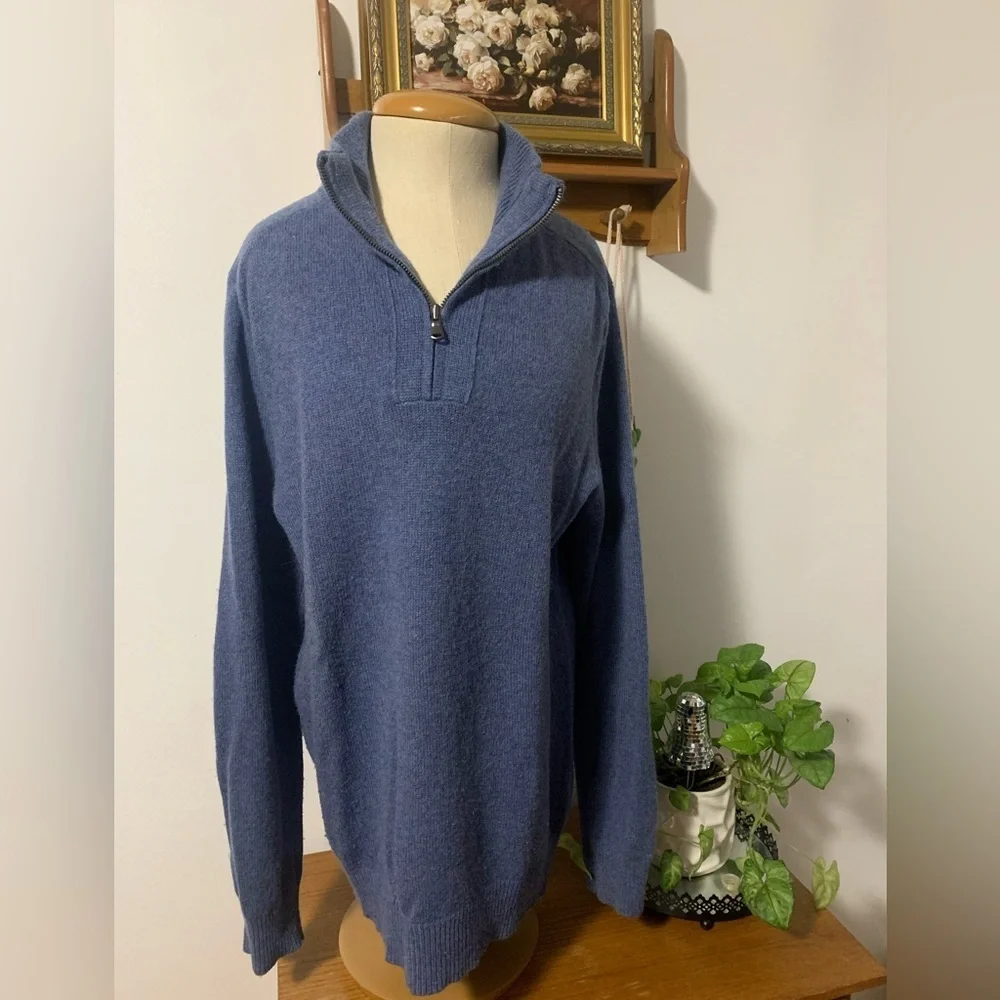 J. Crew Men's Blue 1/4 Zip Slim M Merino Wool Alpaca Blend Sweater Elbow Patches